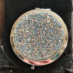 Silver and Blue Compact Mirror